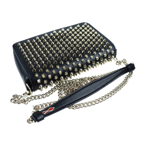 4 Christian Louboutin Paloma Clutch 2way Shoulder Bag Leather Black