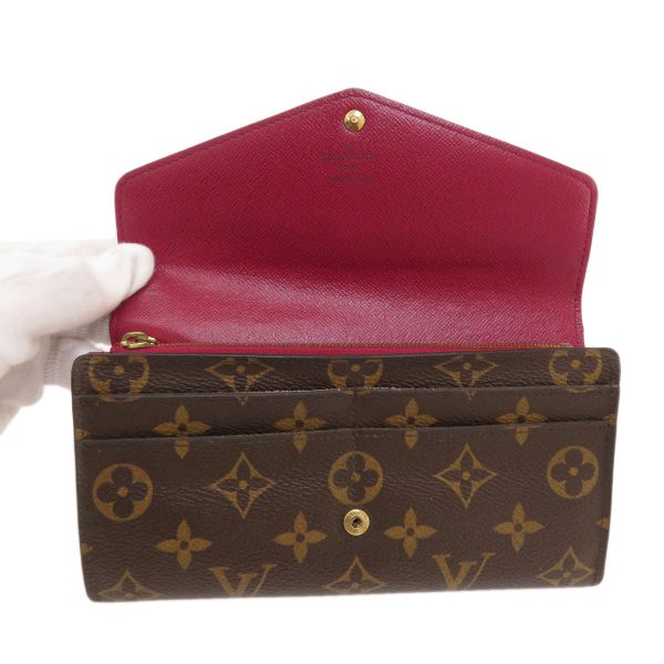 4 Louis Vuitton Portefeuille Sarah Monogram Fuchsia Long Wallet With Coin Purse Monogram Canvas