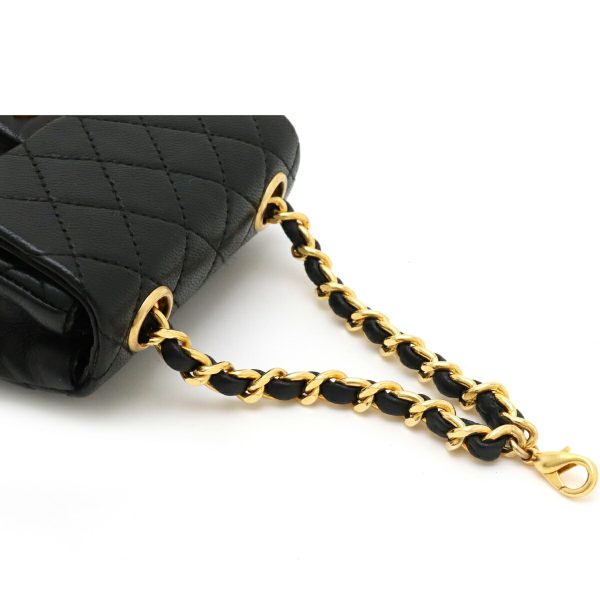 4 Chanel Mini Matelasse Coco Mark Chain Bag Charm Leather Black Gold