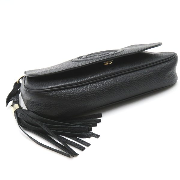 4 Gucci Soho Fringe Chain Shoulder Bag Leather Black