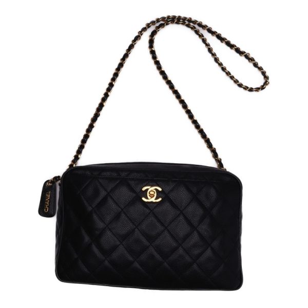 4 Chanel Matelasse Chain Gold Hardware Shoulder Bag Black