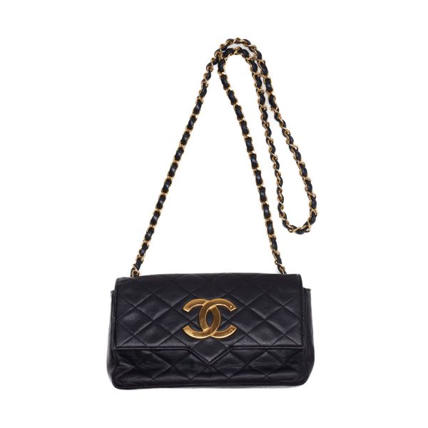 4 Chanel Matelasse Chain Lambskin Shoulder Bag Black