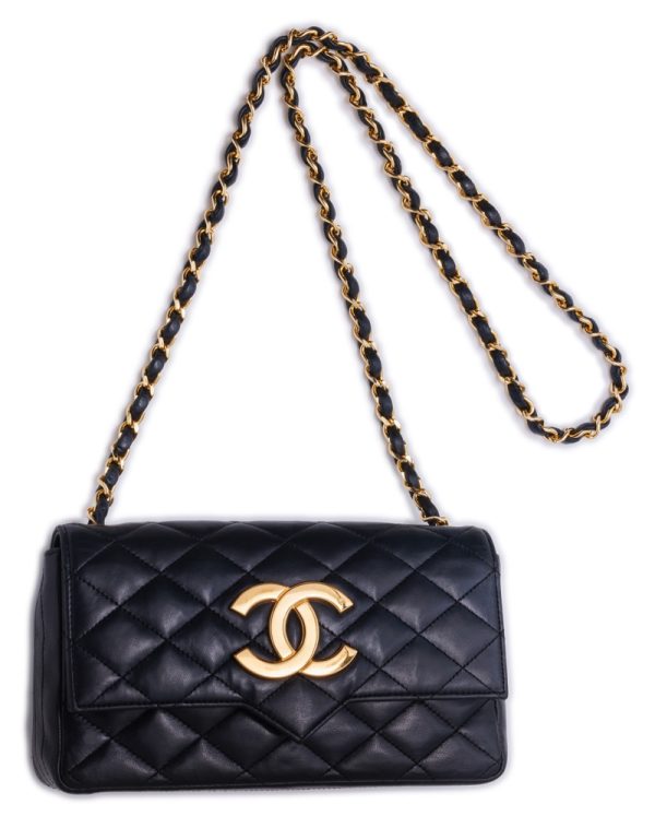 4 Chanel Matelasse Chain Lambskin Shoulder Bag Black