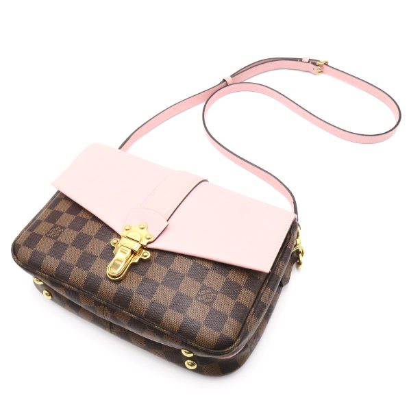 4 Louis Vuitton Clapton Shoulder Bag Magnolia Leather Damier Ebene Pink