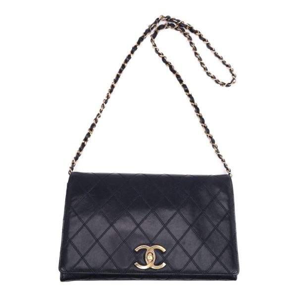 4 Chanel Matelasse Full Flap Chain Lambskin Dark Navy