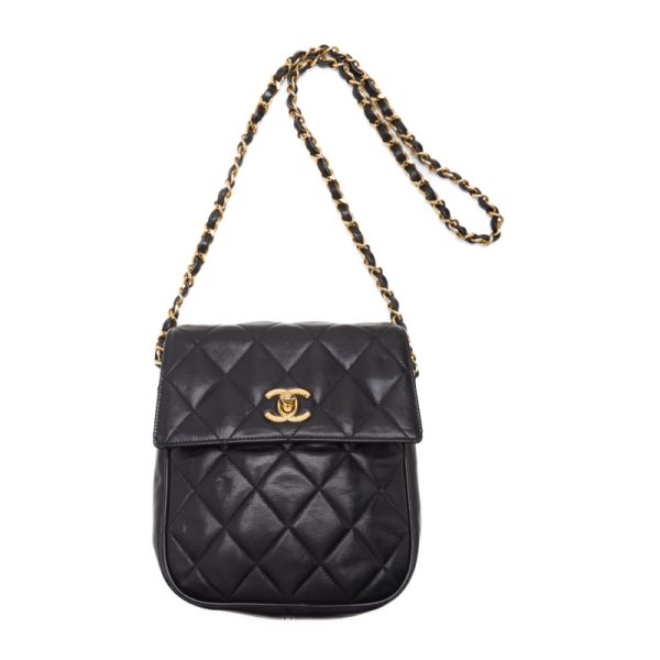 4 Chanel Mini Matelasse Chain Shoulder Bag Lambskin Black