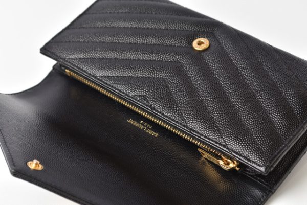 4 Saint Laurent Paris Wallet Long Wallet Leather Black