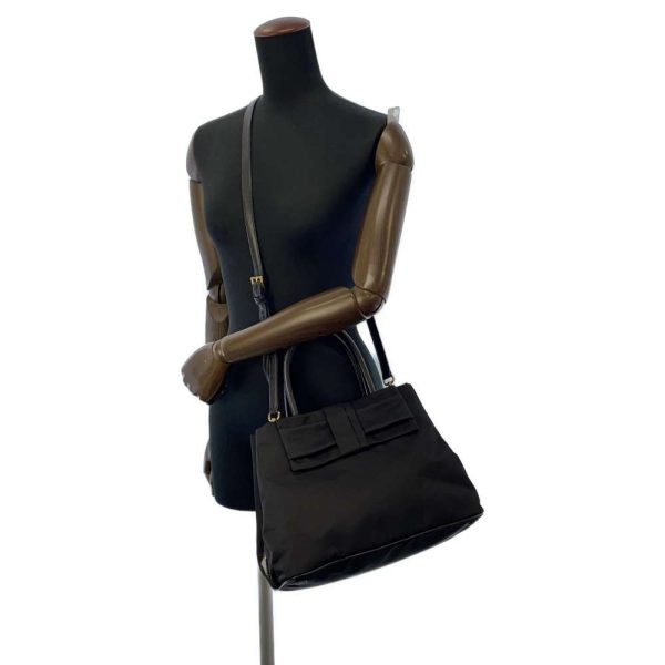 5 Prada Handbag Ribbon Nylon Shoulder Bag Black
