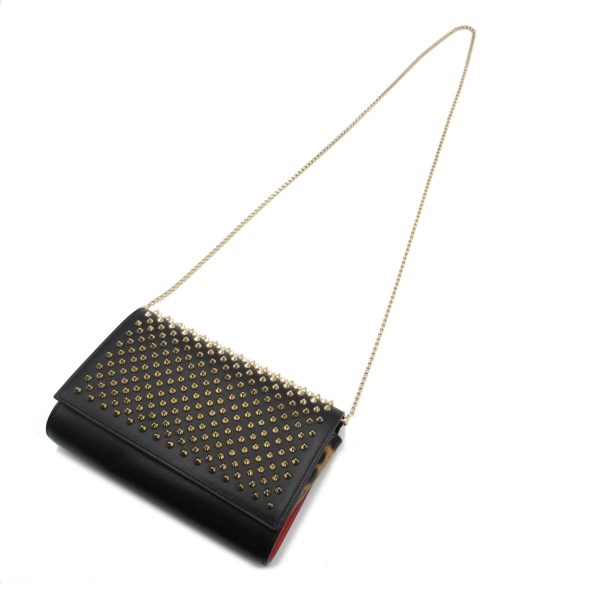 5 Christian Louboutin Paloma Clutch Shoulder Bag Calf Black