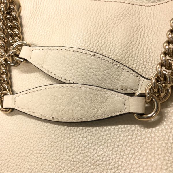 5 Gucci GG Soho Leather Chain Shoulder Bag White