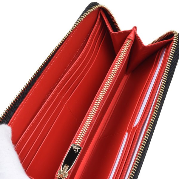 5 Christian Louboutin Panettone Round Zipper Long Wallet Black Red