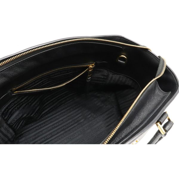 5 Prada Glace Calf Shoulder Bag Crossbody Nylon Leather Black Gold