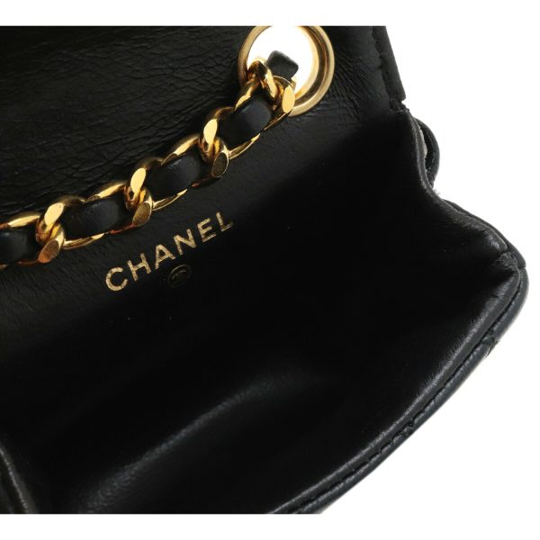 5 Chanel Mini Matelasse Coco Mark Chain Bag Charm Leather Black Gold