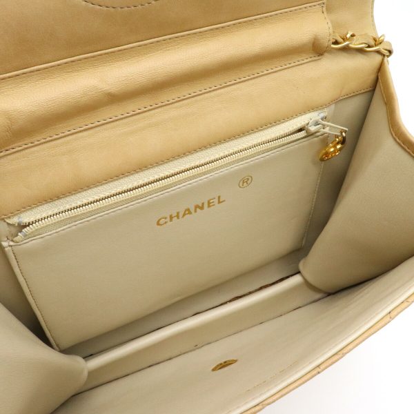 5 Chanel Matelasse Coco Mark Chain Semi Shoulder Lambskin Beige Gold