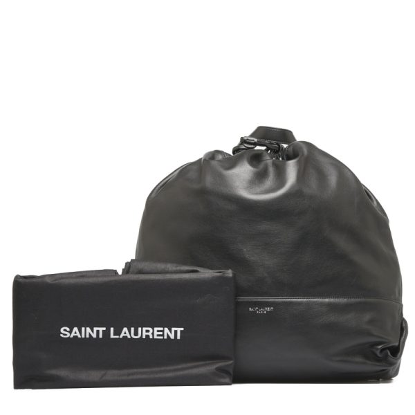 5 Saint Laurent Rucksack Backpack Lambskin Leather Black