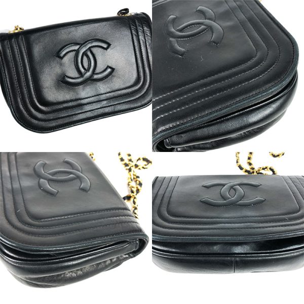 5 Chanel Coco Mark Chain Hardware Shoulder Bag Black Gold