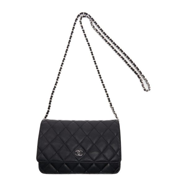 5 Chanel Coco Mark Chain Wallet Dark Navy Black