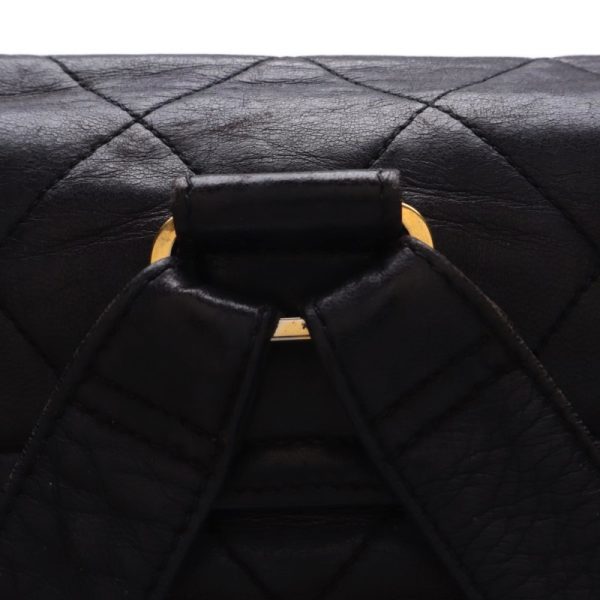 5 Chanel Matelasse Double Chain Backpack Lambskin Black