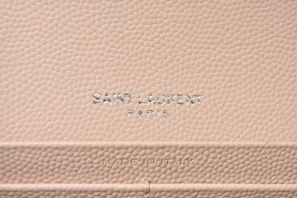 5 Saint Laurent Chain Wallet Long Wallet Evening Bag Leather Rose