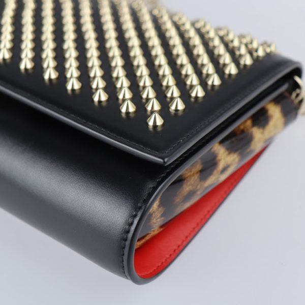 5 Christian Louboutin Paloma Clutch Shoulder Bag Leather Black