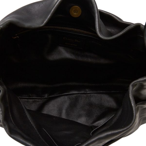 6 Dior Vintage Pleated Hobo Gold Hardware Lambskin Black