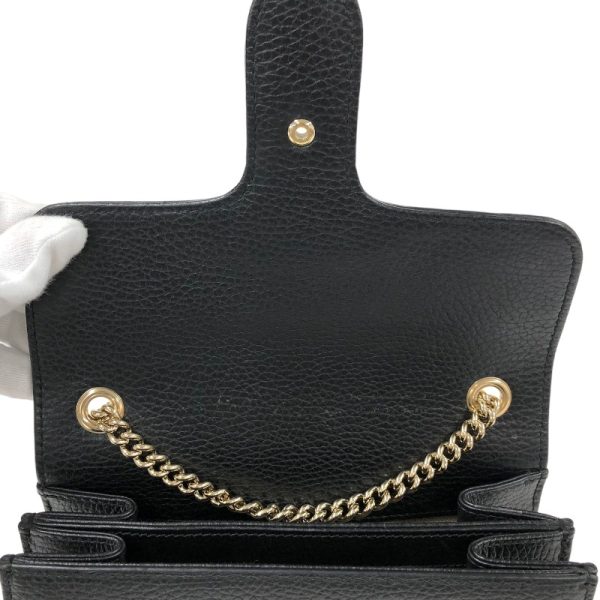 6 Gucci Interlocking G Chain Shoulder Bag Leather Black