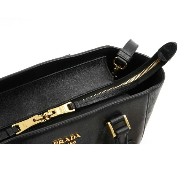 6 Prada Glace Calf Shoulder Bag Crossbody Nylon Leather Black Gold