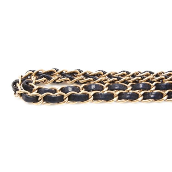 6 Chanel V Stitch Turn Single Flap Chain Lambskin Navy Ivory