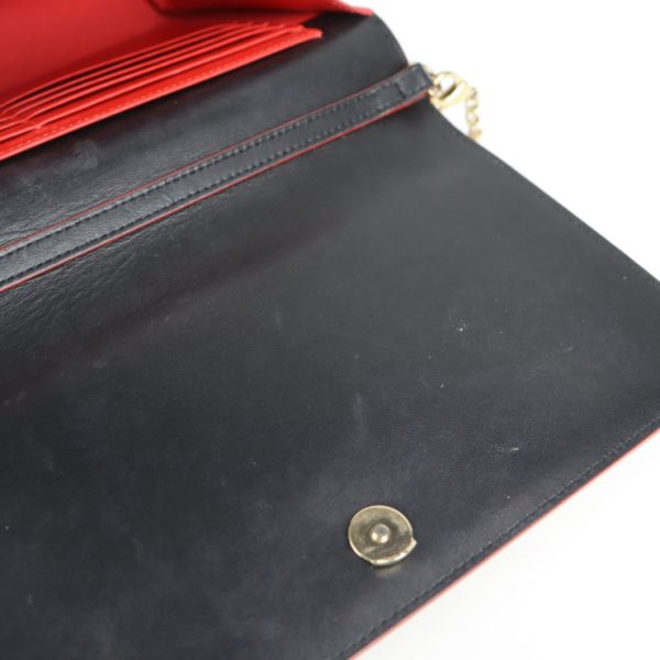 7 Christian Louboutin Clutch Bag Leather Enamel Red Chain 2way Black Brown