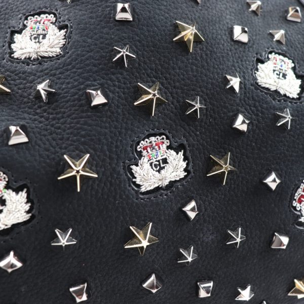 7 Christian Louboutin Studded Tote Bag Handbag Leather Navy Gray Black