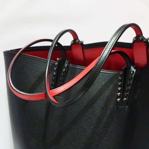 7 Christian Louboutin Kabata Small Tote Bag Leather Black Red