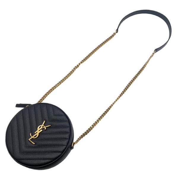 7 Saint Laurent Vinyl Chain Leather Black Gold Hardware