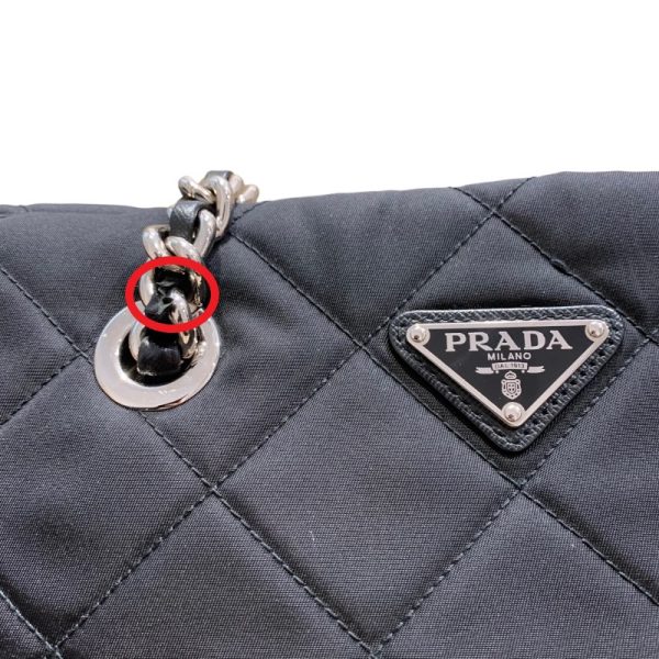 7 Prada Quilted Chain Tote Bag 2way Shoulder Bag Black