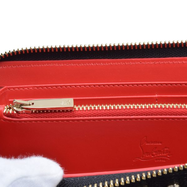 7 Christian Louboutin Panettone Round Zipper Long Wallet Black Red