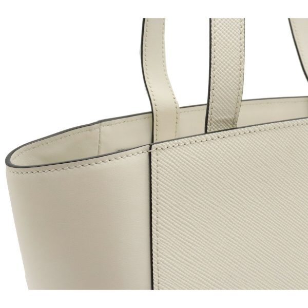 7 Prada Saffiano Tote Bag Shoulder Bag Leather White Gold