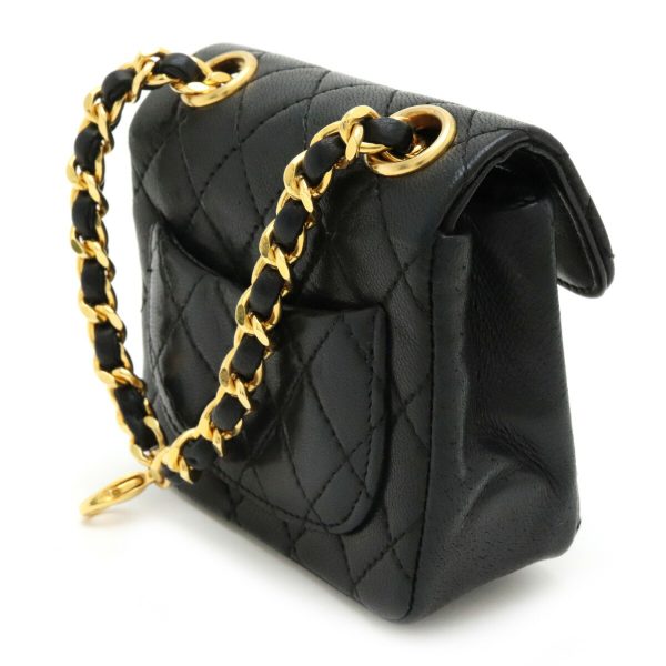 7 Chanel Mini Matelasse Coco Mark Chain Bag Charm Leather Black Gold