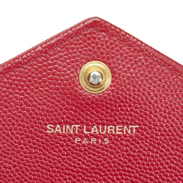 7 Saint Laurent Chain Wallet Shoulder Bag Leather Red