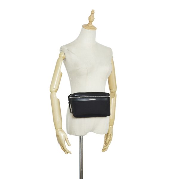 7 Saint Laurent Body Bag Waist Bag Canvas Leather Black