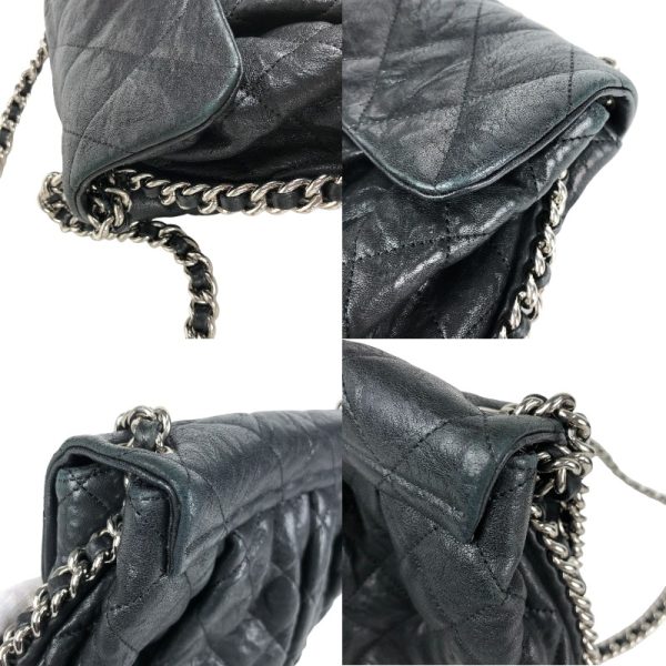 7 Chanel Chain Shoulder Bag Silver Hardware Black