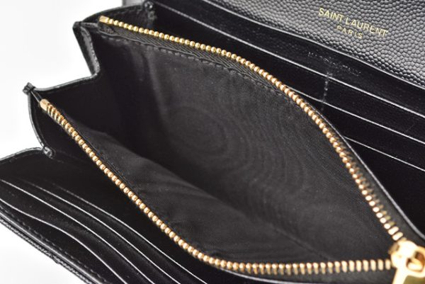 7 Saint Laurent Paris Wallet Long Wallet Leather Black