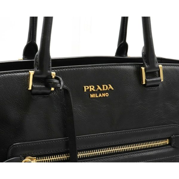 8 Prada Glace Calf Shoulder Bag Crossbody Nylon Leather Black Gold