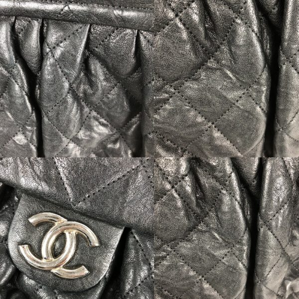 8 Chanel Chain Shoulder Bag Silver Hardware Black