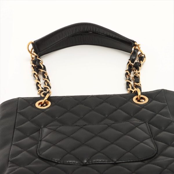 8 Chanel Matelasse Coco Mark Double Chain Caviar Skin Black