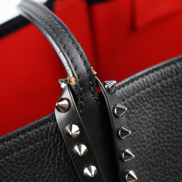 8 Christian Louboutin Cabata Tote Bag Leather Black Red Silver