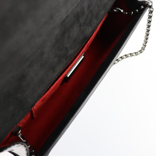 8 Christian Louboutin Clutch Bag Patent Leather Black Silver