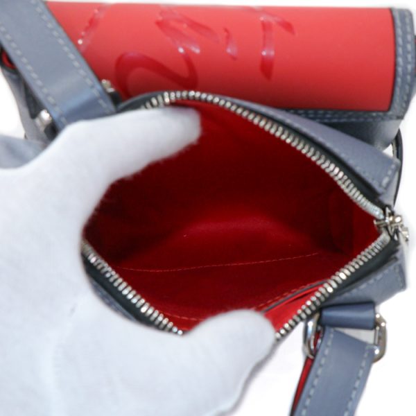 8 Christian Louboutin Shoulder Bag Leather Red Gray