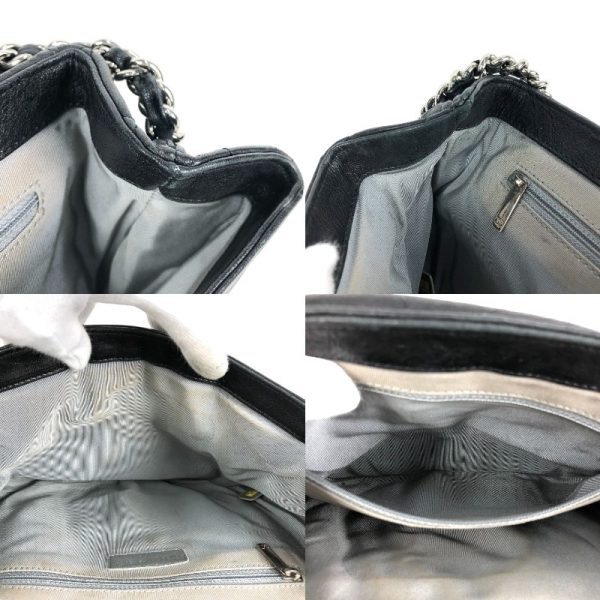 9 Chanel Chain Shoulder Bag Silver Hardware Black