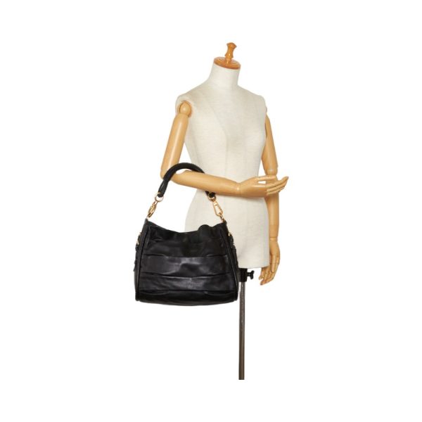 9 Dior Vintage Pleated Hobo Gold Hardware Lambskin Black