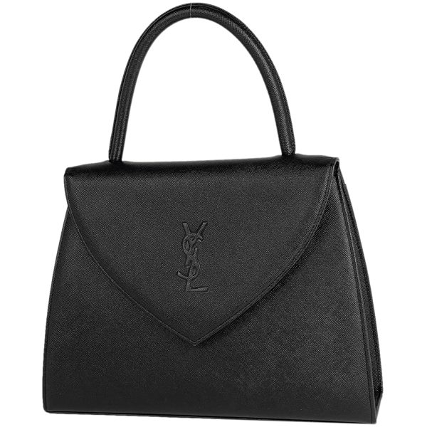 1 Yves Saint Laurent Logo Handbag Leather Black