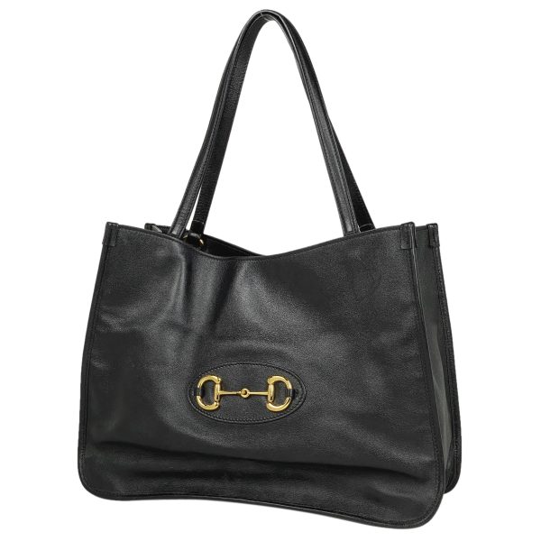 1 Gucci Horsebit Tote Bag Handbag Leather Black